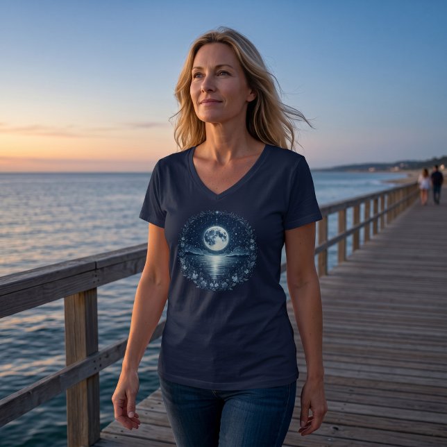 Camiseta de cuello en V para noche celestial con o (Subido por el creador)