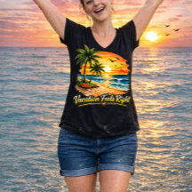 Camiseta de cuello en V Vacation Feels Right Islan