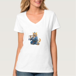 Camiseta de cuello para mujeres de Gato de IA