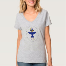 Camiseta de cuello V con logotipo para mujeres
