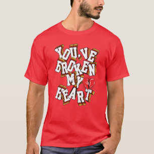 Camiseta de cuello V: Corazón roto (rojo)
