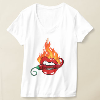 Camiseta de cuello V de Caliente (caliente) femeni
