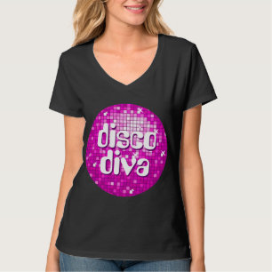 Camiseta de cuello v de Disco Tiles Rosa
