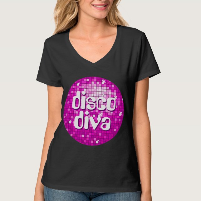 Camiseta de cuello v de Disco Tiles Rosa (Anverso)