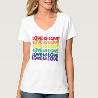 Camiseta de cuello V de las mujeres del arco iris