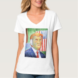 Camiseta de cuello V femenina de Donald Trump Van