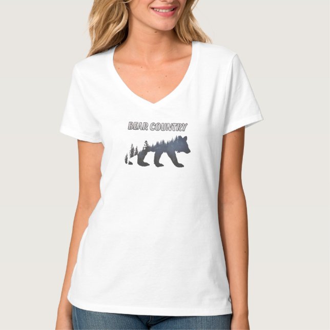 Camiseta De Cuello-V Grizzly Bear (Anverso)