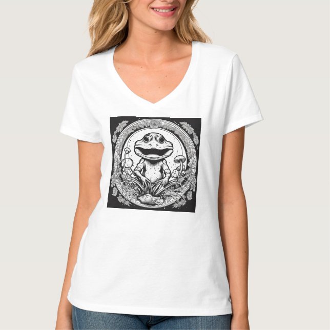 Camiseta de cuello-V para mujeres fieles sicodélic (Anverso)