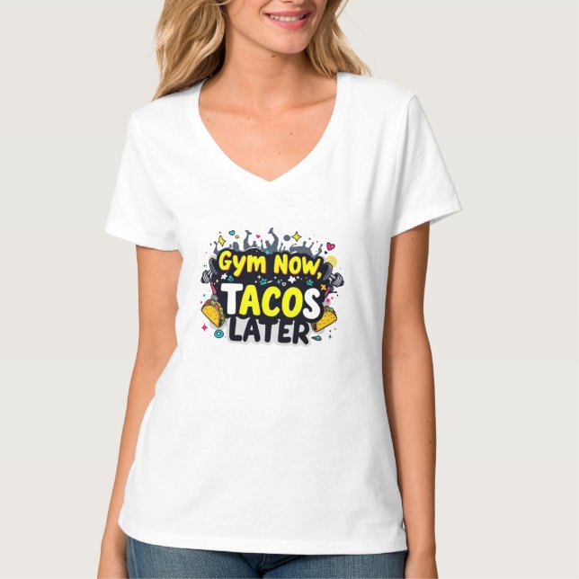 Camiseta de cuello-V para mujeres - Tee de cita pa (Anverso)