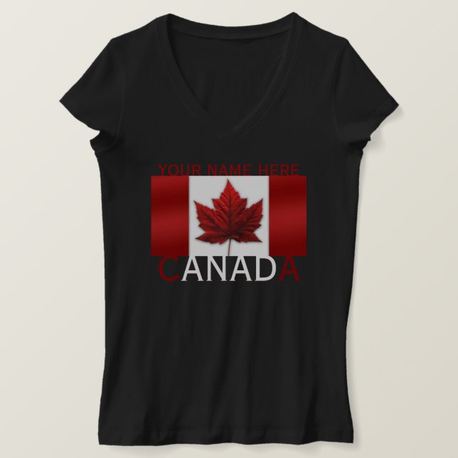 Camiseta de cuello V personalizada para mujeres de (Anverso del diseño)