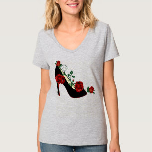 Camiseta de cuello V - Rosa Stiletto
