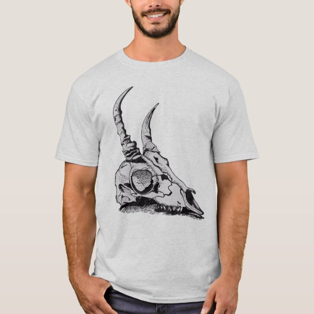 Camiseta de cuernos del cráneo de los hombres de (Anverso)