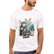 Camiseta de cuidado de plantas con gato esqueleto 
