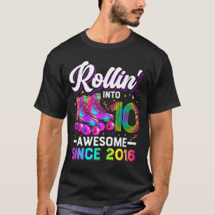 Camiseta de cumpleaños 10 niña patineta de ruedas
