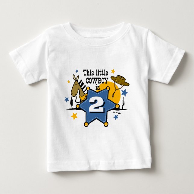 Camiseta de cumpleaños 2 de Little Cowboy (Anverso)