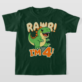 Camiseta de cumpleaños 4 de Rawr Dinosaurio Dinosa