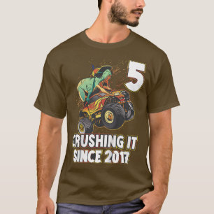 Camiseta de cumpleaños 5 de niño camión monstruo 5