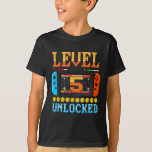Camiseta de cumpleaños 5 desbloqueada nivel 5 vide