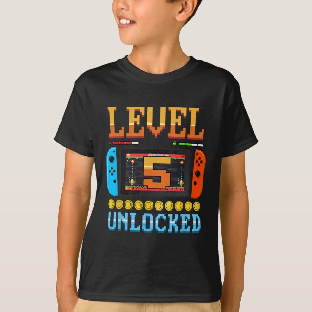 Camiseta de cumpleaños 5 desbloqueada nivel 5 vide (Anverso)