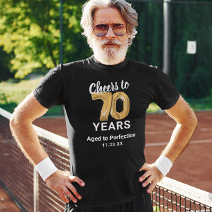 Camiseta de cumpleaños 70 años envejecida a la per