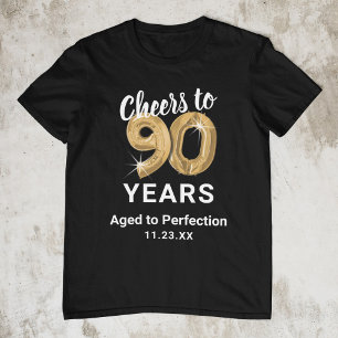 Camiseta de cumpleaños 90 años envejecida a la per