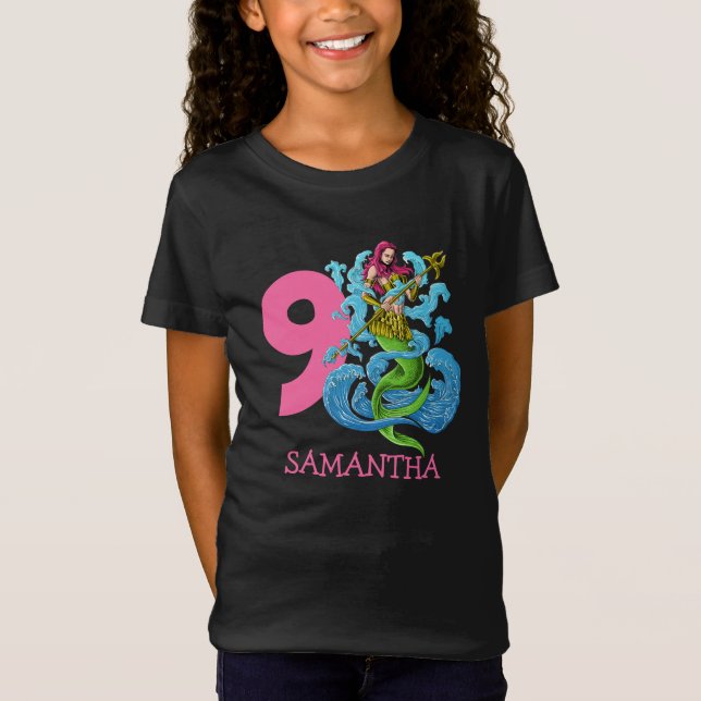 Camiseta de cumpleaños 9 de Mermaid Warrior (Anverso)