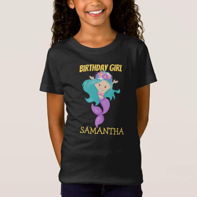 Camiseta de cumpleaños amarilla de la sirena (Anverso)