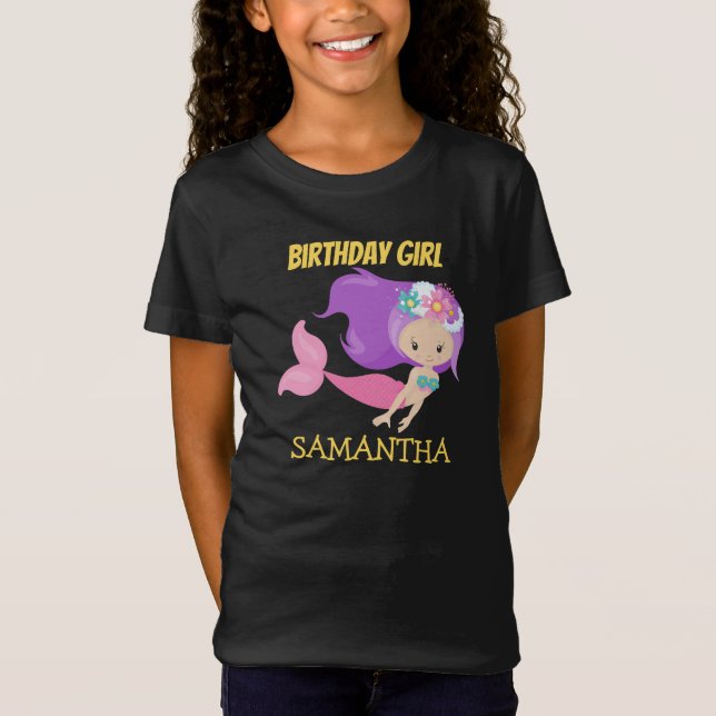 Camiseta de cumpleaños amarilla de la sirena (Anverso)