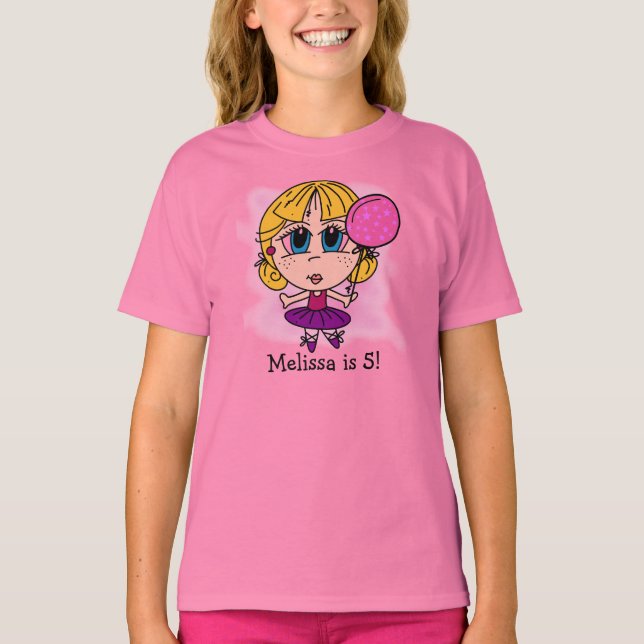 Camiseta de cumpleaños Ballerina personalizada (Anverso)