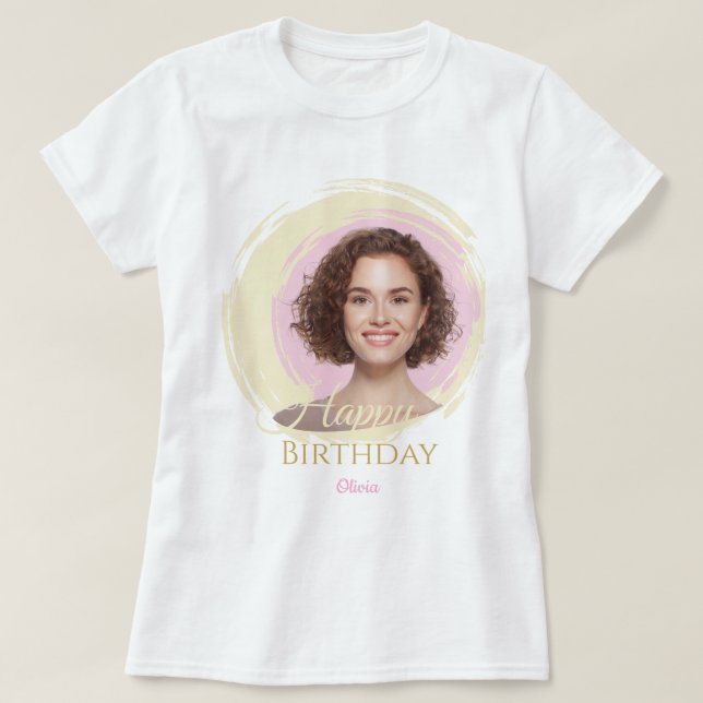 Camiseta de cumpleaños con foto personalizada | Cu (Diseño del anverso)