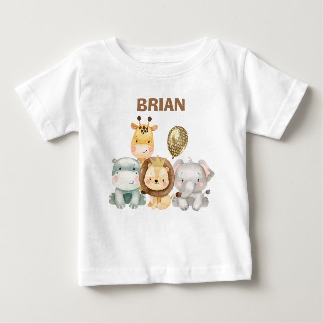 Camiseta de cumpleaños con globo de animales Safar (Anverso)