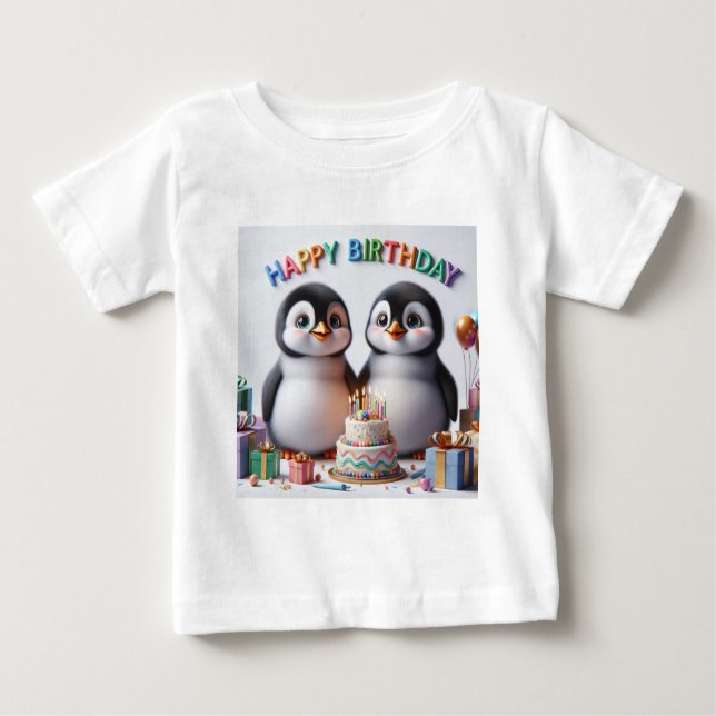 Camiseta de cumpleaños con pingüinos (Anverso)