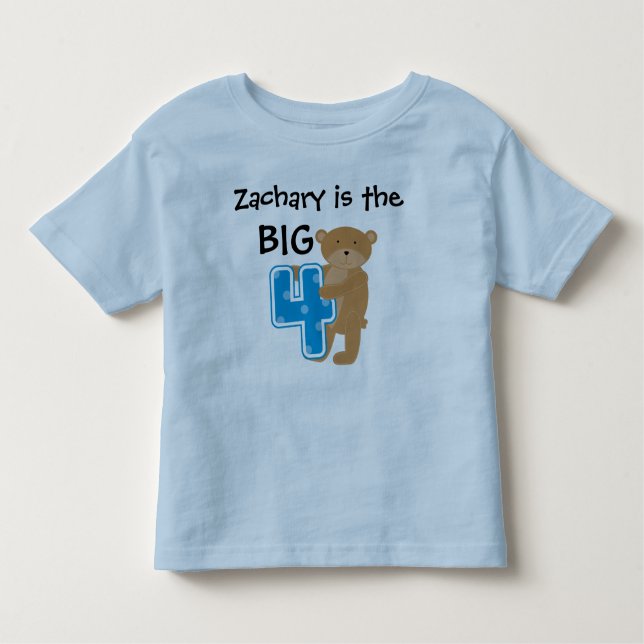 Camiseta de cumpleaños de Bear Big Four Personaliz (Anverso)