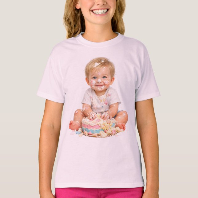 Camiseta de Cumpleaños de Bebé con Destrucción de  (Anverso)
