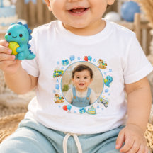 Camiseta de cumpleaños de bebé niño con foto perso