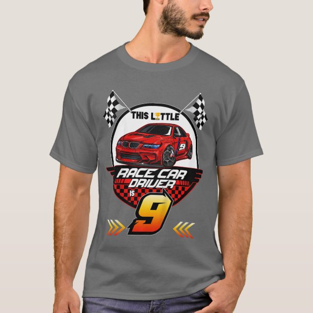 Camiseta de cumpleaños de carrera para niños de 9  (Anverso)