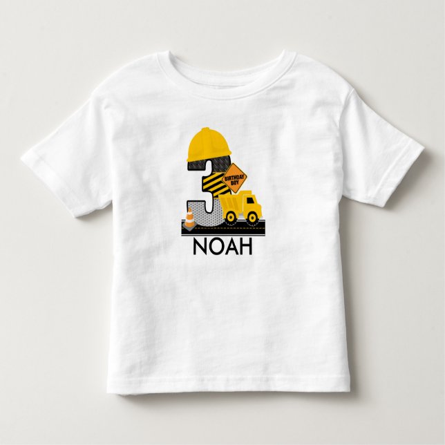 Camiseta de cumpleaños de construcción, camión vol (Anverso)