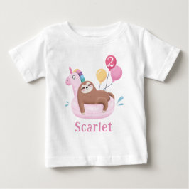 Camiseta de cumpleaños de Cute Sloth y Unicorn