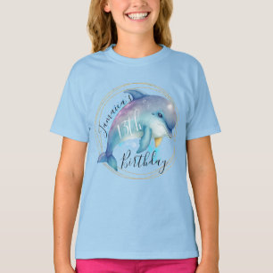 Camiseta de cumpleaños de delfín de océano acuarel
