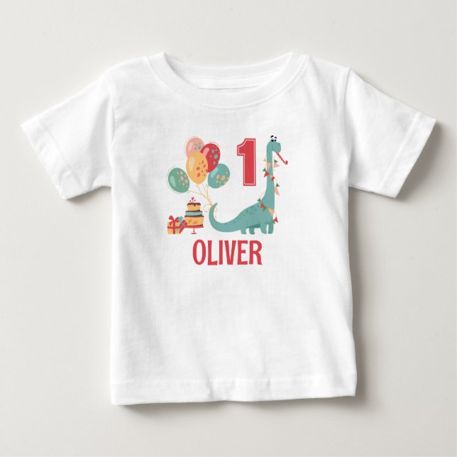 Camiseta de cumpleaños de Dinosaur | Camisa temáti (Anverso)