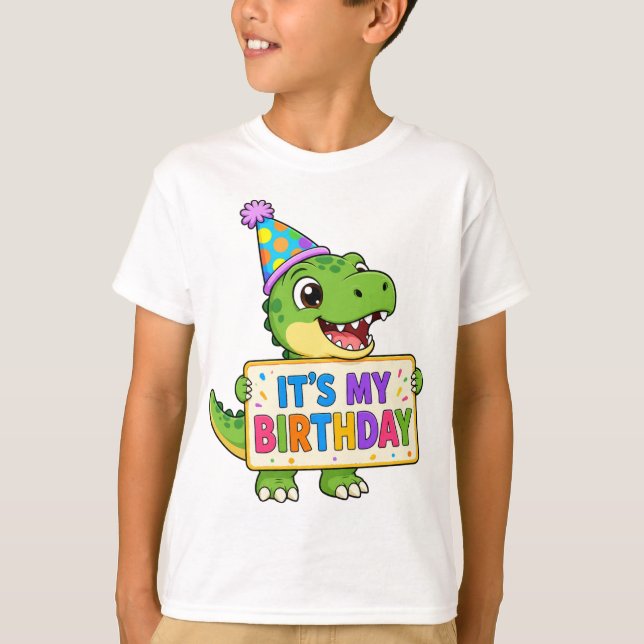Camiseta de Cumpleaños de Dinosaurio Adorable para (Anverso)
