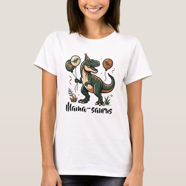 Camiseta de cumpleaños de dinosaurio Mama-saurus (Anverso)
