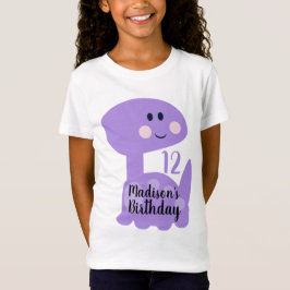 Camiseta de cumpleaños de dinosaurio púrpura linda