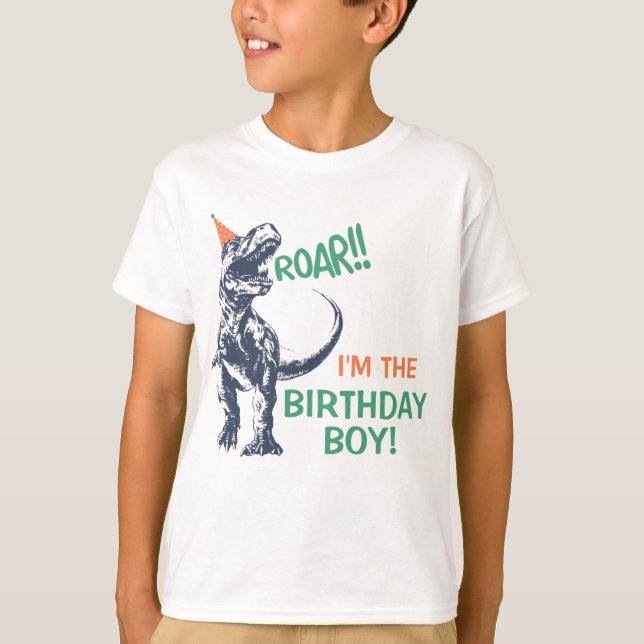 Camiseta de cumpleaños de dinosaurio T-Rex con som (Anverso)