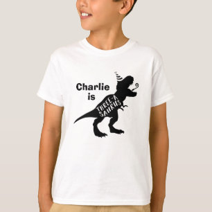 Camiseta de cumpleaños de dinosaurio Three A Sauru