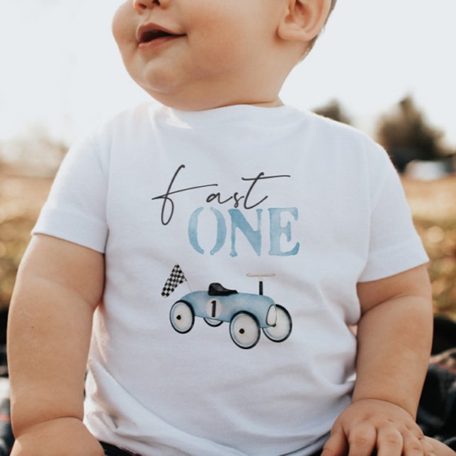 Camiseta de cumpleaños de Fast ONE Blue Race Car (Subido por el creador)