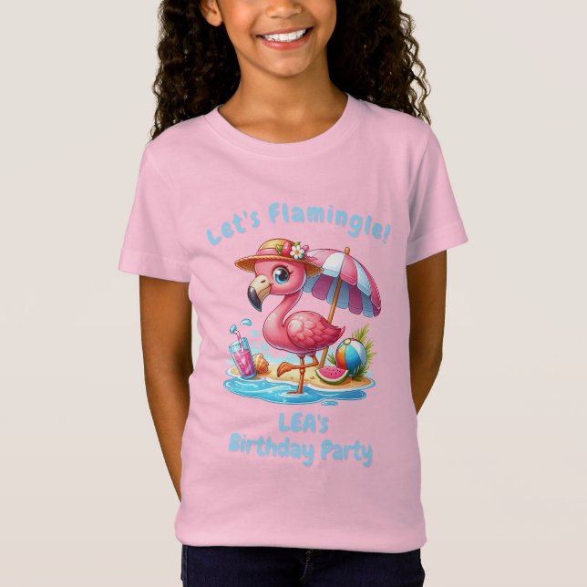 Camiseta de cumpleaños de flamenco para niña | ¡Va (Anverso)