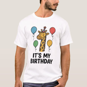 Camiseta de cumpleaños de jirafa linda Diseño de f