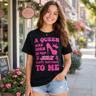 Camiseta de cumpleaños de julio niña rosa princesa