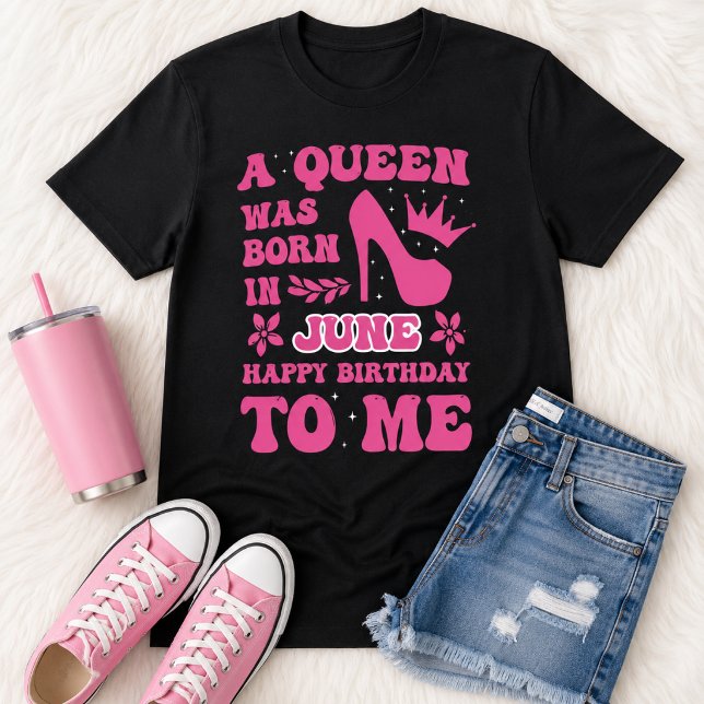 Camiseta de cumpleaños de junio, rosa, princesa, r (Subido por el creador)